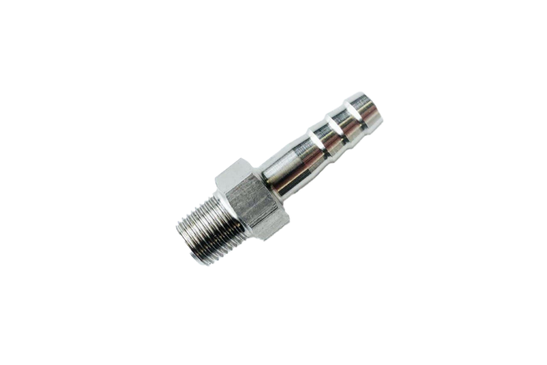 Syringe fitting HOSE BARB 1/8 NPT x 1/8 TUBE ID